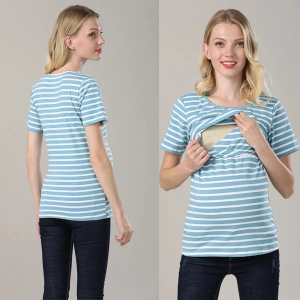T-shirt d'Allaitement à Rayures – Image 2