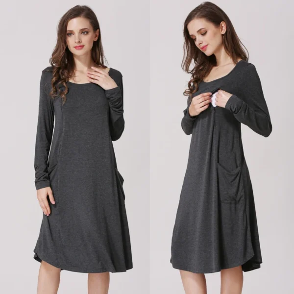 Robe d'Allaitement Manches Longues