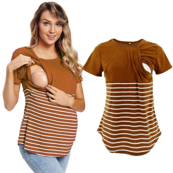 T-shirt d'allaitement mi-rayé – Image 2
