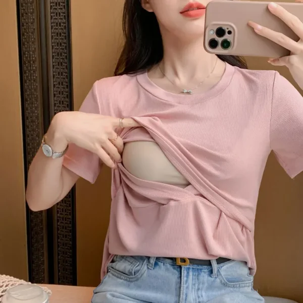 T-shirt d'allaitement couleur uni