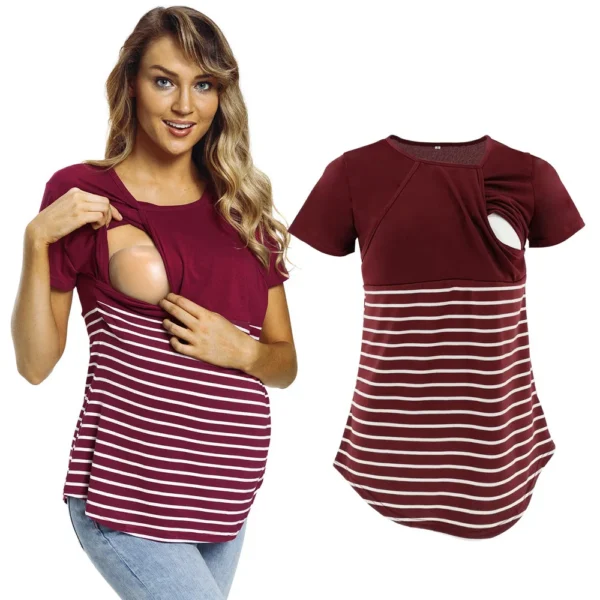 T-shirt d'allaitement mi-rayé – Image 3