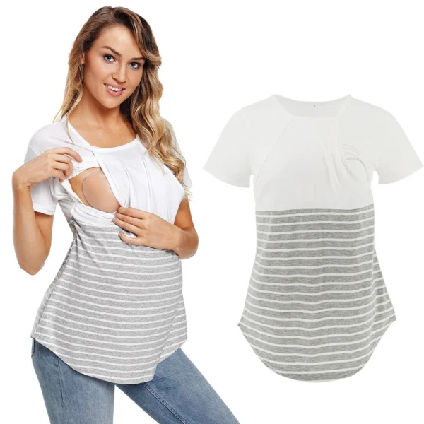 T-shirt d'allaitement mi-rayé – Image 4